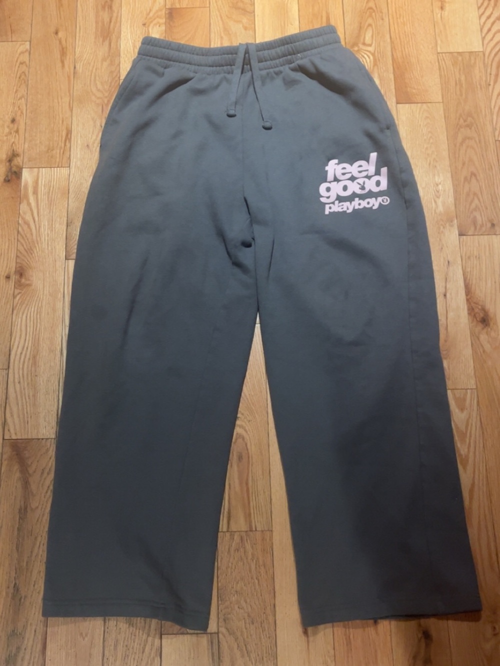 PLAYBOY Kids Charcoal Gray Ribbed Sweatpants